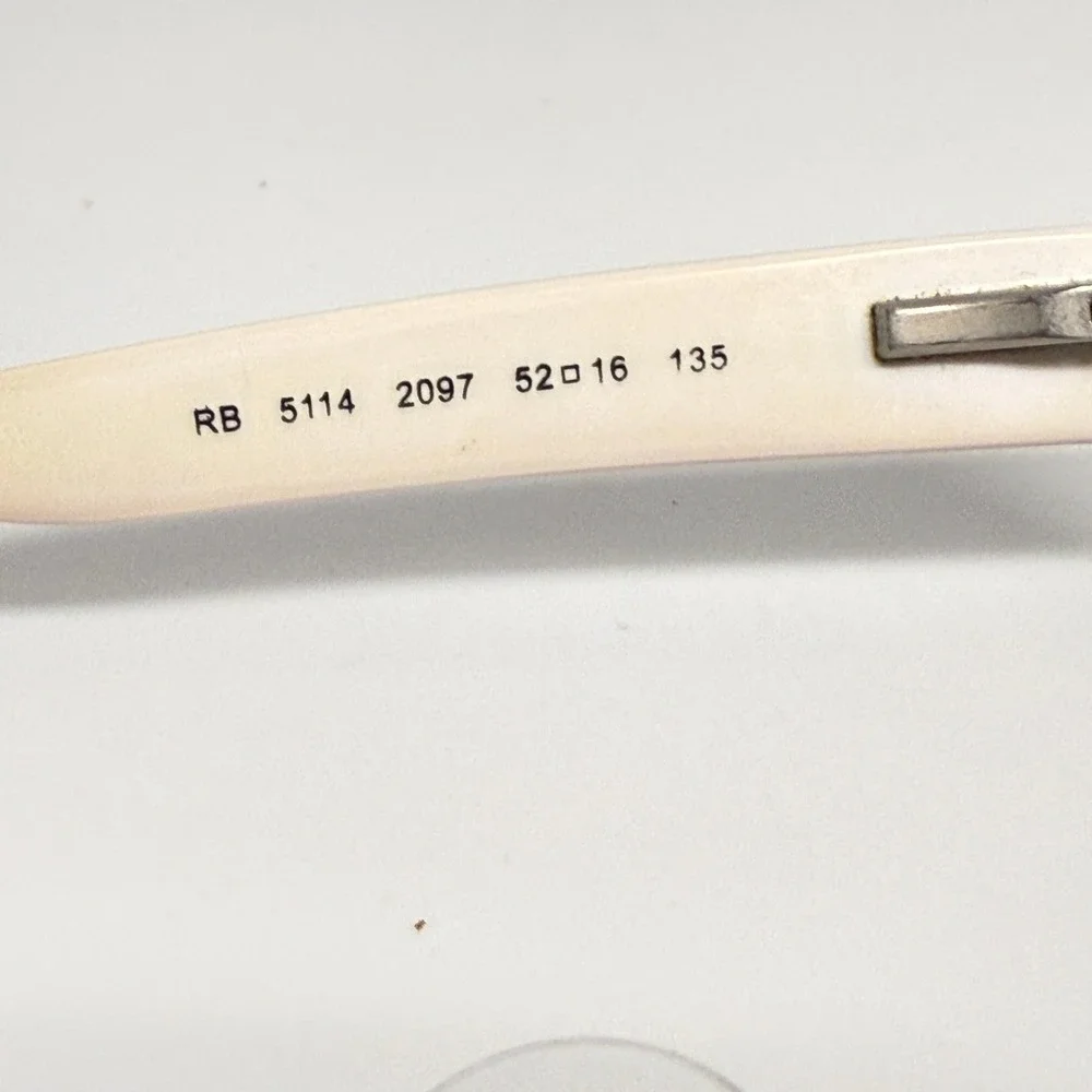 Ray-Ban‎ RB 5114 2097 Eyeglasses Black White Rectangular Frame 52-16-135